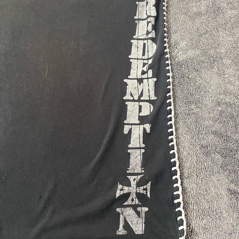 Y2K Raw State Redemption Winged Gothic Cross T-Shirt Black Thick Stitch Size L - Picture 3 of 8